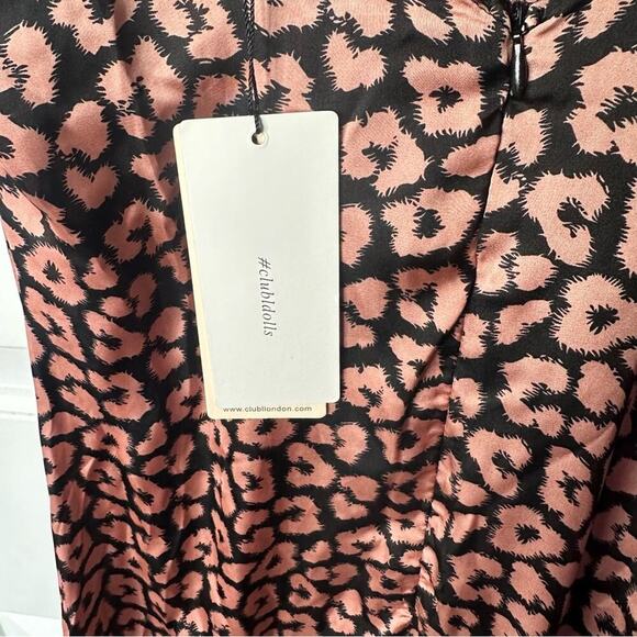 Club L London Asos leopard pink low back cami sleeveless maxi dress size 12 - Picture 6 of 8